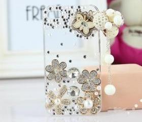 New Bling Crystal Wooden Butterfly Tassel iPhone 4/4S Case