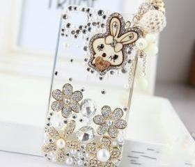 New Bling Crystal Wooden Rabbit Tassel iPhone 4/4S Case