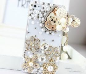 New Bling Crystal Wooden Pig Tassel iPhone 4/4S Case