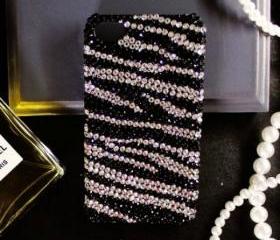 New Bling Crystal Sparkle Black & White Zebra Pattern iPhone 4/4S Case