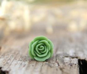 Apple Green Rose Flower Ring // Bridesmaid Gifts // Maid of Honor Gifts // Rustic Vintage Wedding
