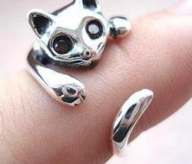 925 Sterling Silver Cat Ring