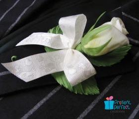 Silk wedding rose boutonniere for groom