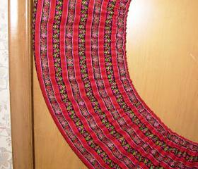 Hula Hoop Cover Hugger Storage Travel Bag Red Pink Stripes on Black Floral Fabric Summer Festival Bag