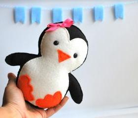Baby Penguin Plush, adorable Fleece / felt baby plush, eco friendly children toy A315