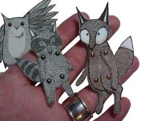 Articulated Animal Paper Dolls Woodland Creatures Owl Fox Raccoon