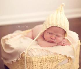 Sale -- Sunshine Yellow Ribbed Pixie Baby Hat