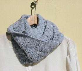 Crochet vegan cowl - Long - Cotton - dusty light blue