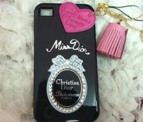 New Bling Bling Crystal Sparkle Black Miss Dior Rhinestones iPhone 4/4S Case