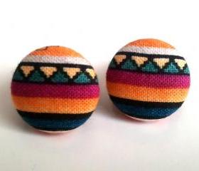Tribal stripes small button earrings