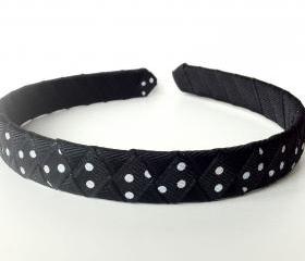 Black Headband with Dots: Half inch wide headband 