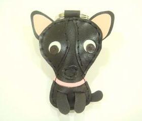 Andrea the Chihuahua leather keychain ( Black )
