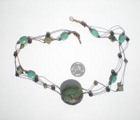 multi-gem three strand necklace