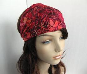 Flower Batik Fabric Headband Yoga Hair Head Wrap Women's Gypsy Bandana Pink Purple Orange Floral Cotton Print