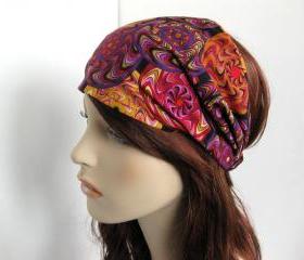 Fabric Headband Womens Head Wrap Yoga Bandana Pinwheel Kaleidoscope Cotton Print Fall Style Accessory