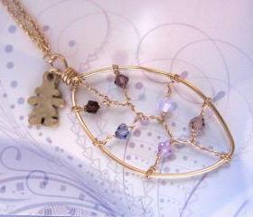 Thumbelina Gold Wire Leaf Necklace