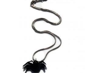 Halloween Jewelry, Mini Spider Necklace ,Lasercut Acrylic