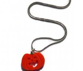 Halloween Jewelry,Mini Pumpkin Necklace,Lasercut Acrylic