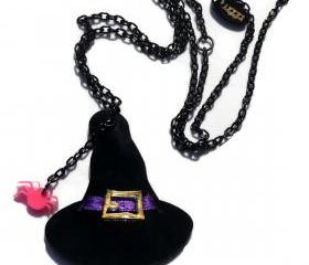 Halloween Jewelry, Witch Hat Necklace,Lasercut Acrylic