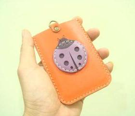 Ladybug Leather Cardholder ( Orange )