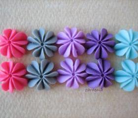 10PCS - Mini Coral Cabochons - Resin - Purple Blossom - 10mm - Findings by ZARDENIA