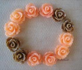 12PCS - Mini Rose Flower Cabochons - 10mm - Resin - Tangerine Latte - Cabochons by ZARDENIA