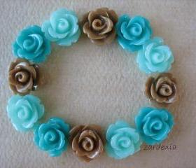 12PCS - Mini Rose Flower Cabochons - 10mm - Resin - Mint Latte - Cabochons by ZARDENIA