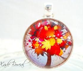 fall leaves tree pendant necklace