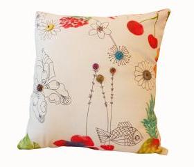 Handmade cushion with vintage buttons.