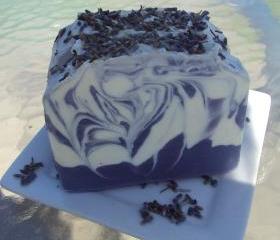 Lavender EO with Shea Butter, Cocoa Butter and Pure Silk Soap Slice / cold process soap