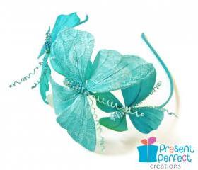 Lace butterfly fascinator, turquoise butterfly headband