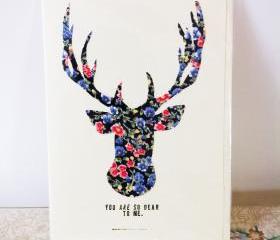 Hand made fabric reindeer christmas card. FREE P&P