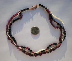triple strand gemstone necklace