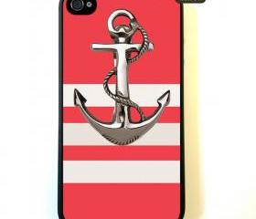 Iphone 4 Case Anchor On Stripes Pattern iphone 4 Case