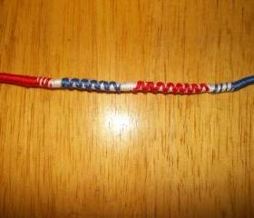 Pre-made Hair Wrap or keychain decoration: Red, White, Blue