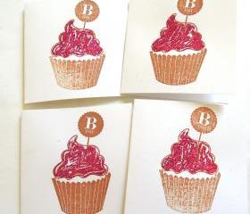 Glitter Cupcake Mini Cards - Set of 4