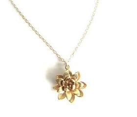 Gold Lotus Necklace - Flower - 14 Gold Filled - Nelumbo