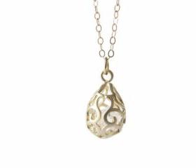 Gold teardrop necklace - crystal beads - gold - Amelie
