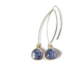 Purple Glass Earrings - Dangle - Gold - Aurora