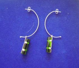 Green Sterling Silver Handmade Earrings