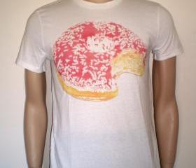 Pink Donut white tshirt for men food tee sugar sweet