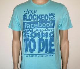 Blue facebook humor tshirt dark and light blue type tee for men 