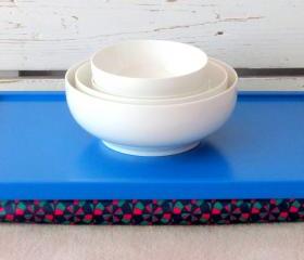 Laptop Lap Desk or Breakfast serving Tray - Bright Blue with Navy, Fuchsia and Mint-Custom Order
