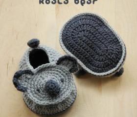 Koala Bear Baby Booties Crochet PATTERN, SYMBOL DIAGRAM (pdf)