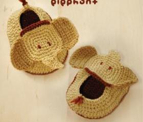 Elephant Baby Booties Crochet PATTERN, SYMBOL DIAGRAM (pdf)