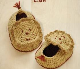 Lion Baby Booties Crochet PATTERN, SYMBOL DIAGRAM (pdf)