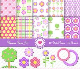 Flowers Clipart - Digital Scrapbooking Paper - Printables - 300dpi - 1341