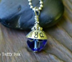 Hand Stamped Birthstone Bead Necklace