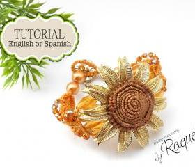 Micro Macrame Pattern Bracelet "Sunflower" 