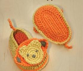 Monkey Baby Booties Crochet PATTERN, SYMBOL DIAGRAM (pdf)